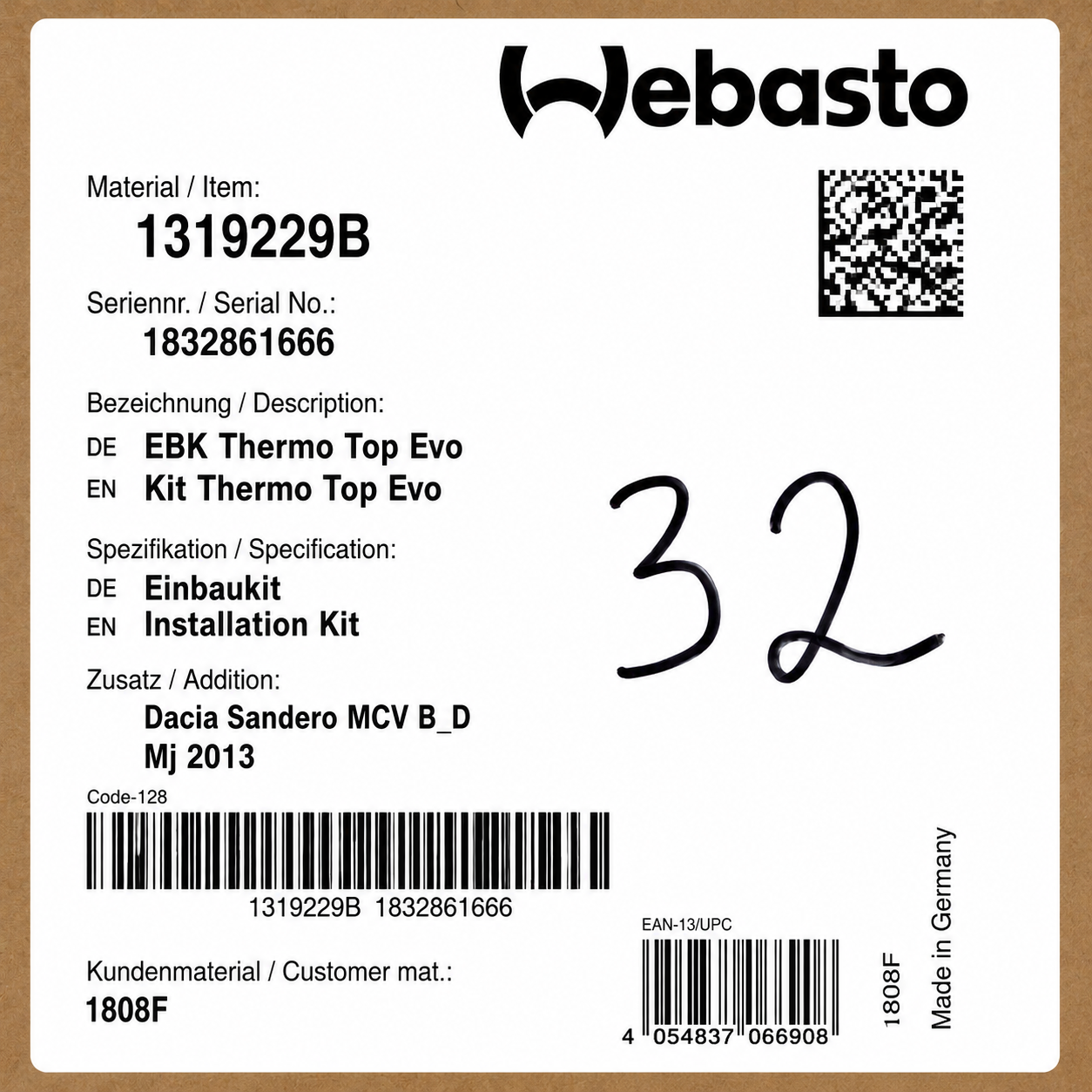 WEBASTO Einbaukit