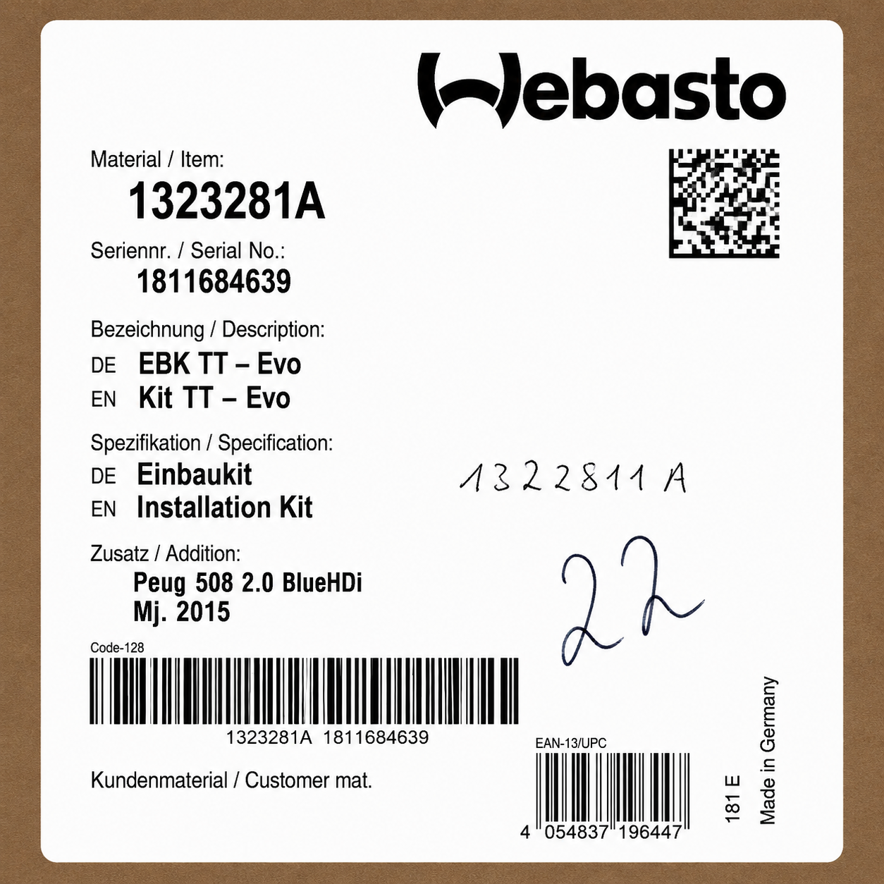 WEBASTO Einbaukit Thermo Top Evo (fahrzeugspezifisch)