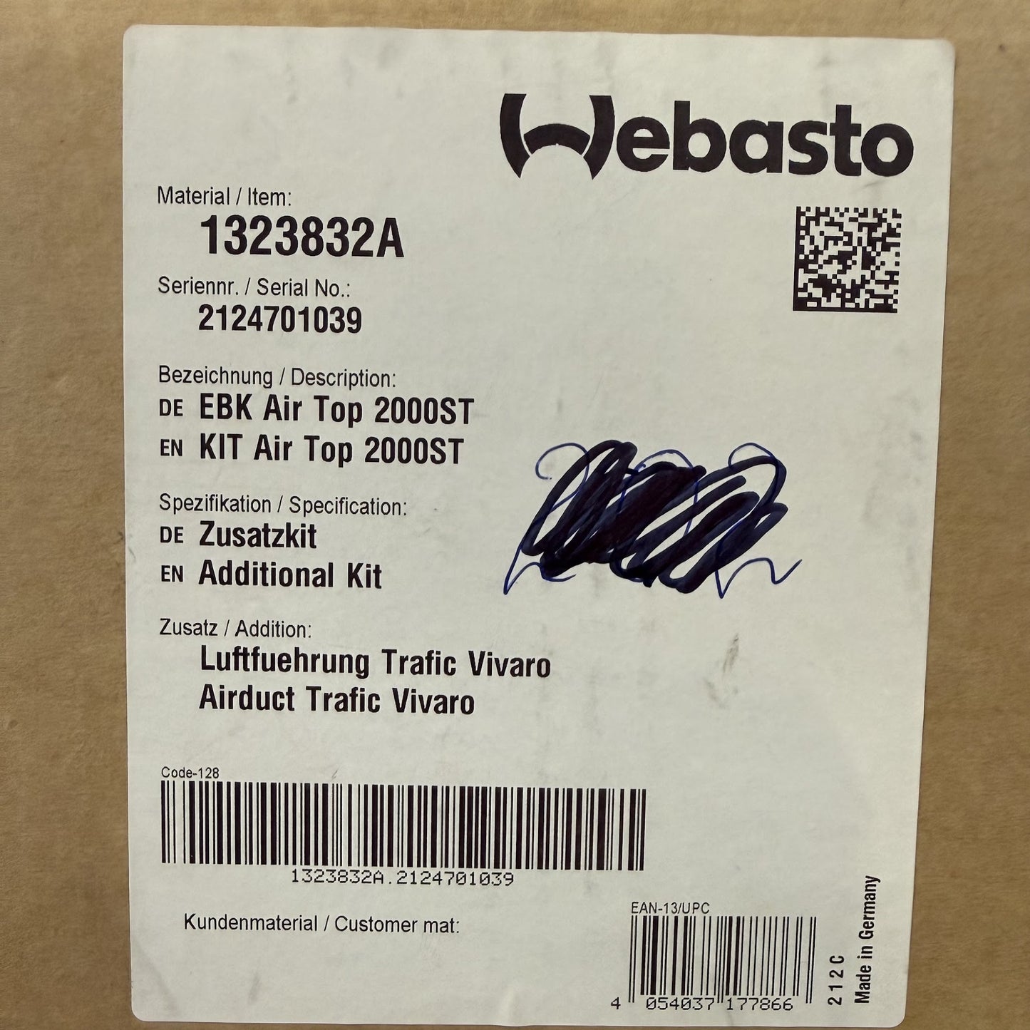 WEBASTO ZSK Luftführung Vivaro / Trafic