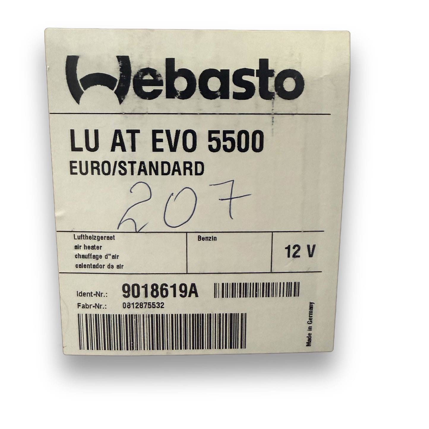 WEBASTO Air Top Evo 5500 B 12V EURO/STA Luftheizgerät