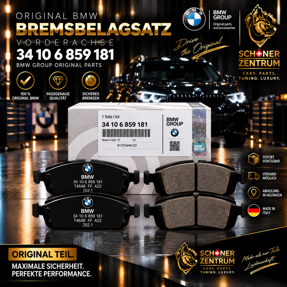 BMW Original Bremsbelagsatz Vorderachse 34 10 6 859 181 – Schöner Zentrum