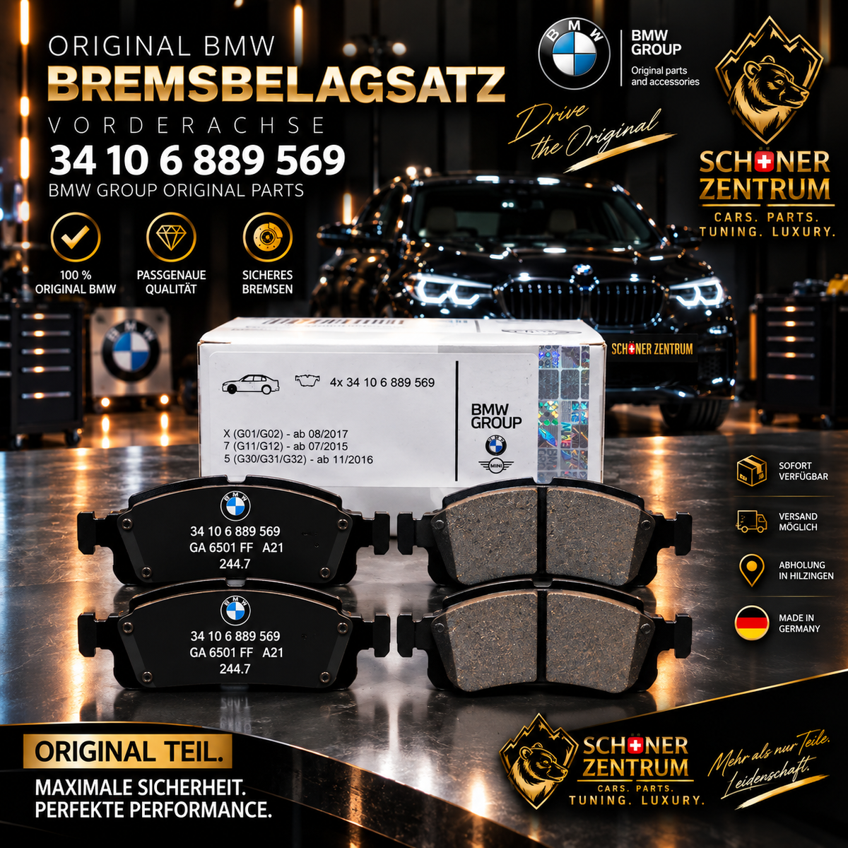 BMW Original Bremsbelagsatz Vorderachse 34 10 6 889 569 – Schöner Zentrum