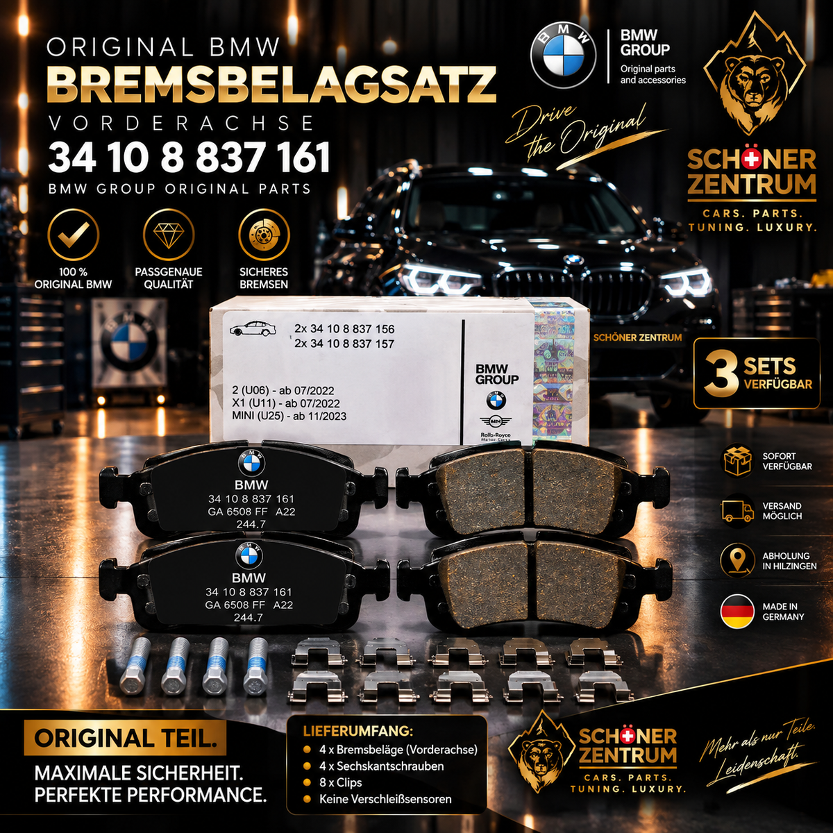 BMW Original Bremsbelagsatz Vorderachse 34 10 8 837 161