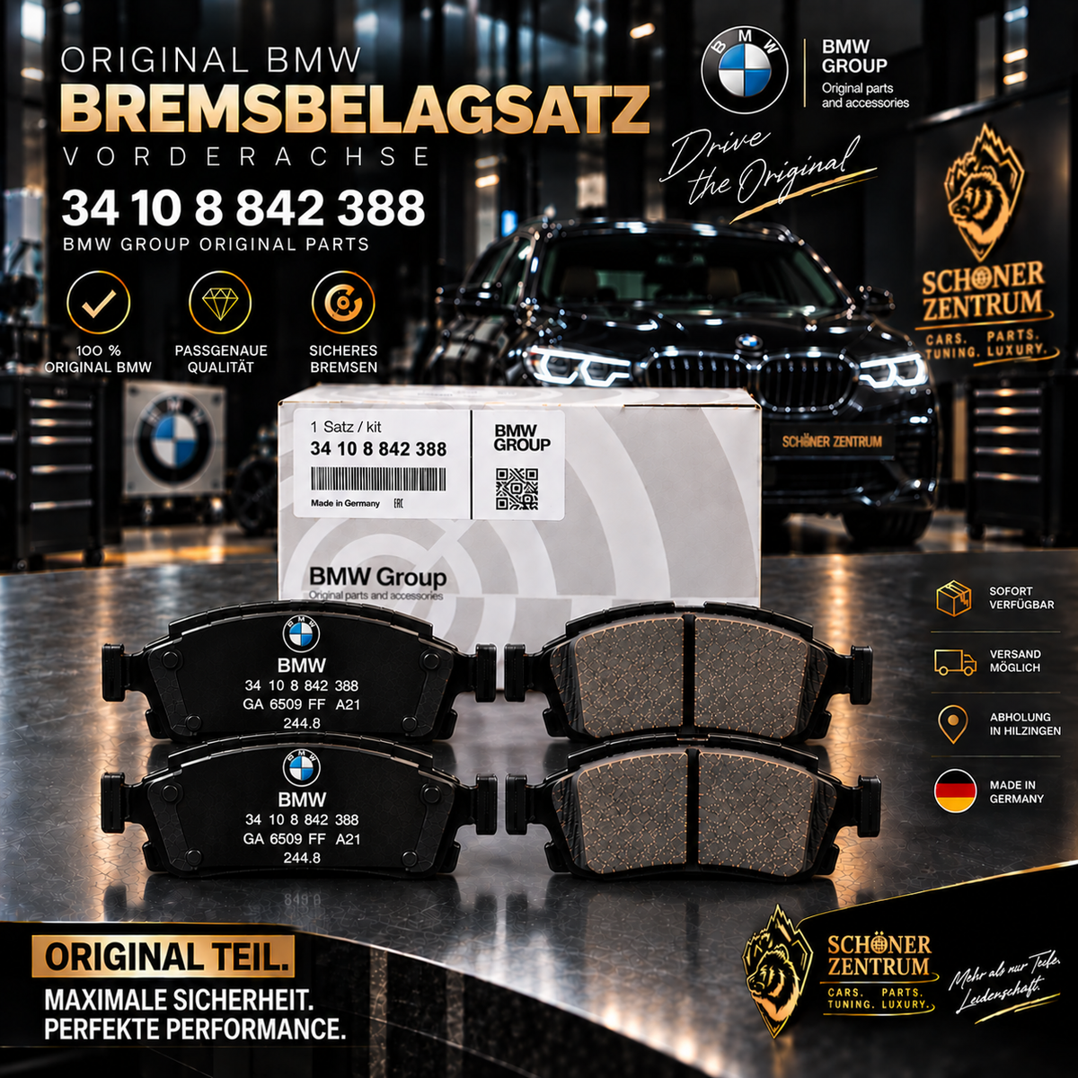 BMW Original Bremsbelagsatz Vorderachse 34 10 8 842 388 – Schöner Zentrum