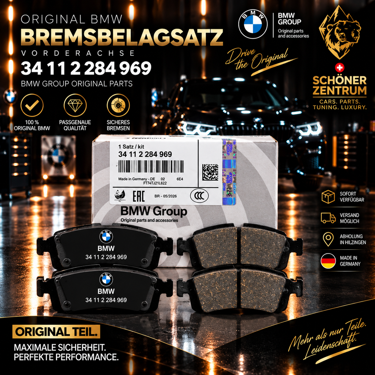 BMW Original Bremsbelagsatz Vorderachse 34 11 2 284 969 – Schöner Zentrum