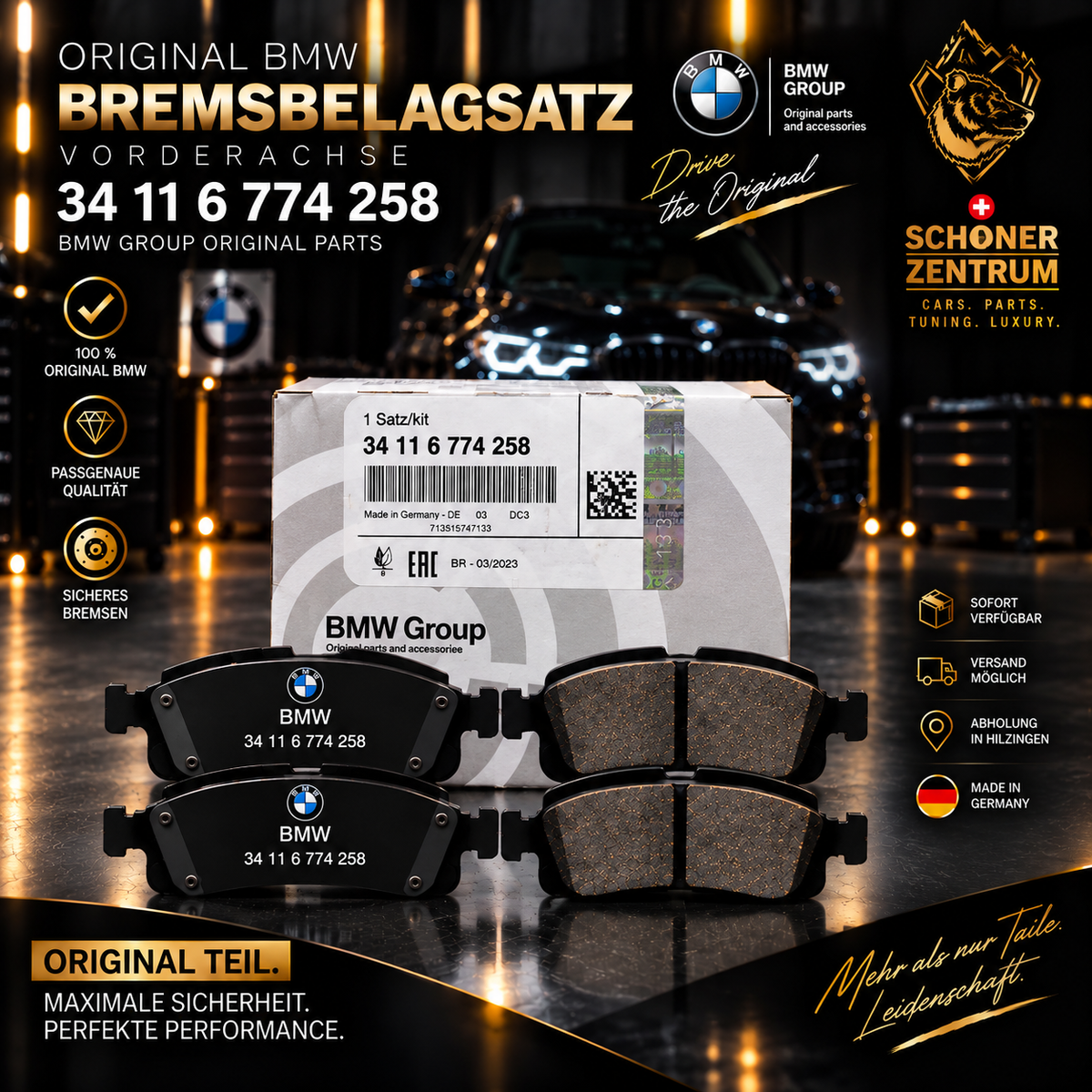 BMW Original Bremsbelagsatz Vorderachse 34 11 6 774 258 – Schöner Zentrum