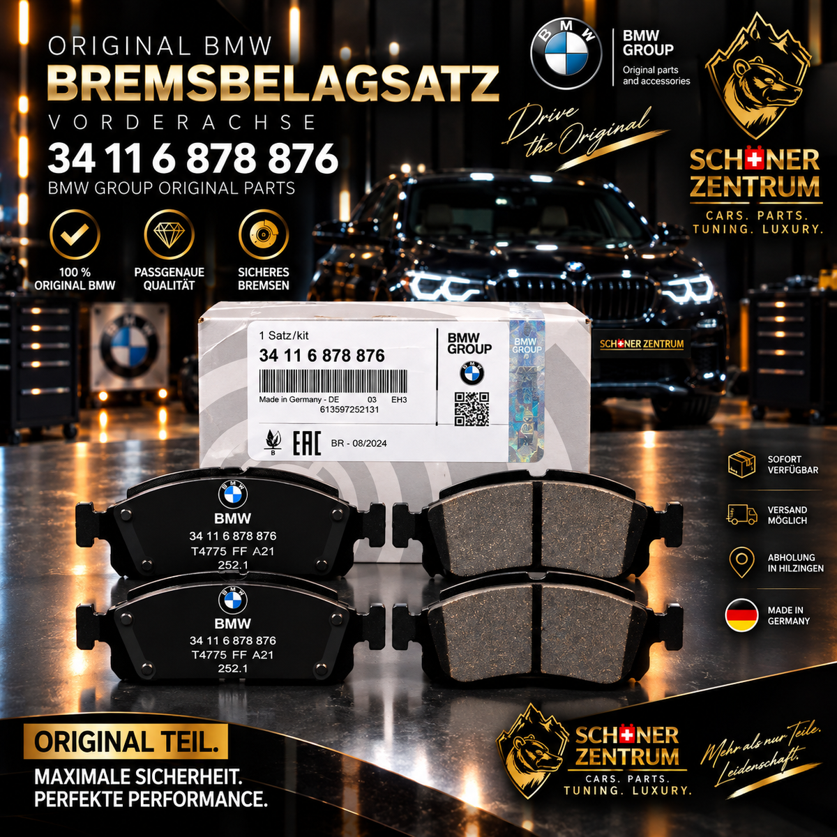 BMW Original Bremsbelagsatz Vorderachse 34 11 6 878 876 – Schöner Zentrum