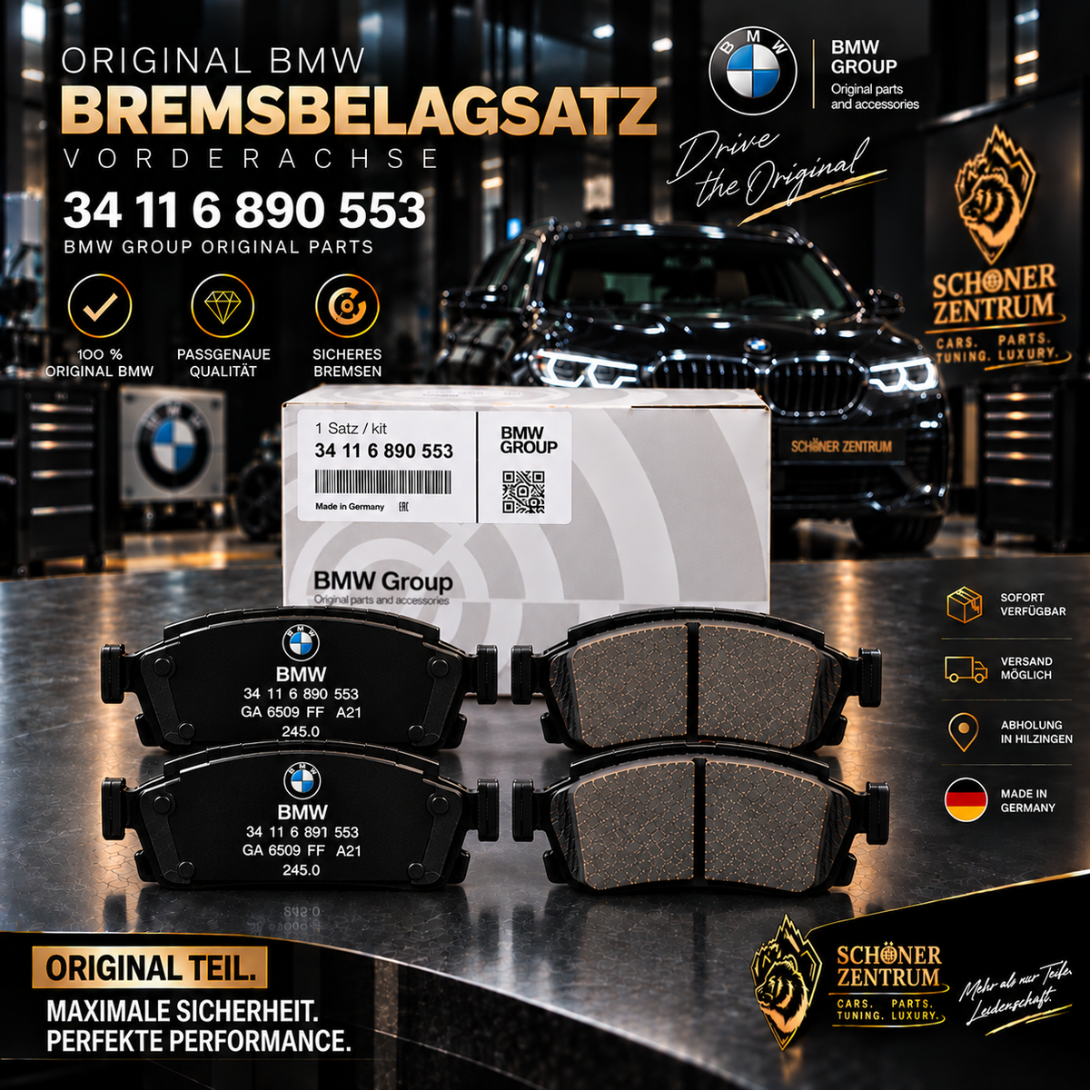 BMW Original Bremsbelagsatz Vorderachse 34 11 6 890 553 – Schöner Zentrum