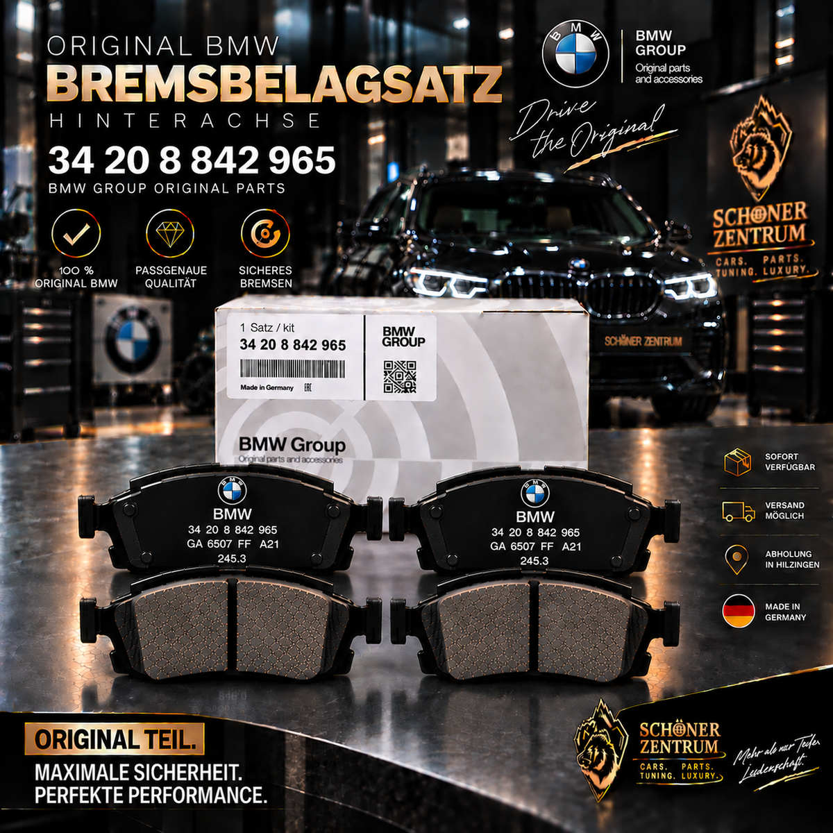 BMW Original Bremsbelagsatz Hinterachse 34 20 8 842 965 – Schöner Zentrum