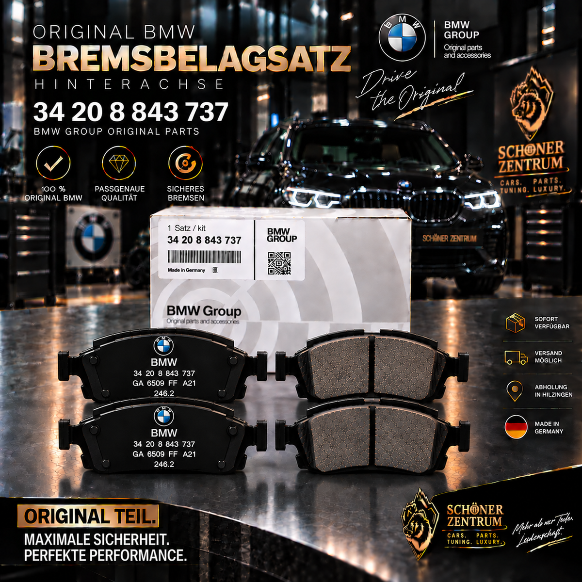 BMW Original Bremsbelagsatz Hinterachse 34 20 8 843 737 – Schöner Zentrum