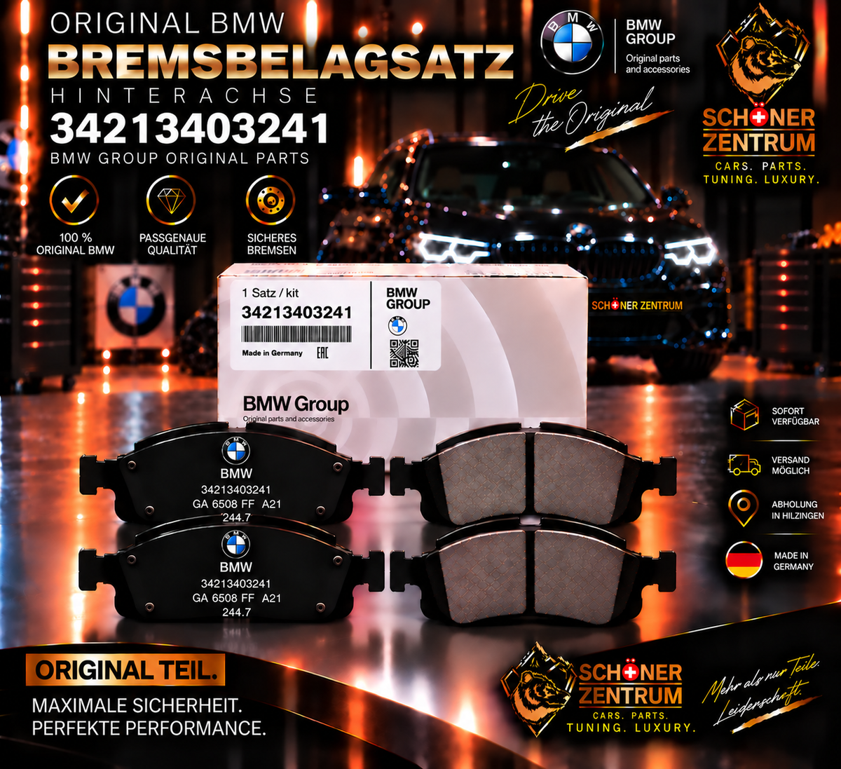 BMW Original Bremsbelagsatz hinten 34213403241 – Schöner Zentrum