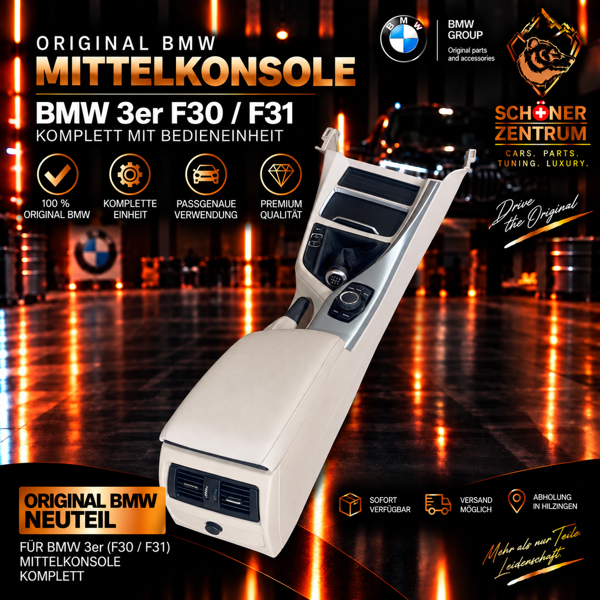 Original BMW 3er F30 F31 Mittelkonsole komplett beige – neu