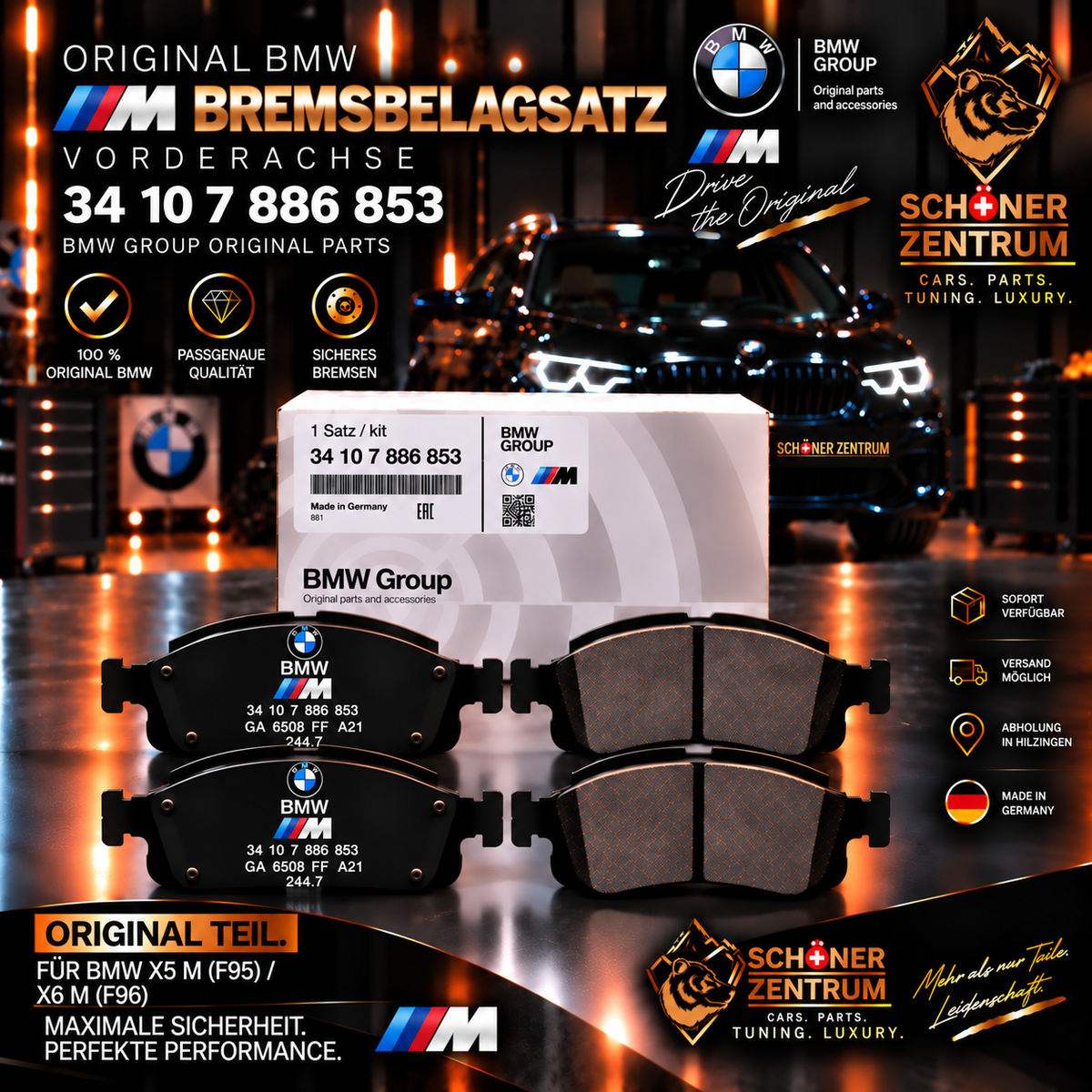 Original BMW M Bremsbelagsatz 34107886853 Vorderachse BMW M5 F90 M8 F91 F92 F93 X5 M F95 X6 M F96