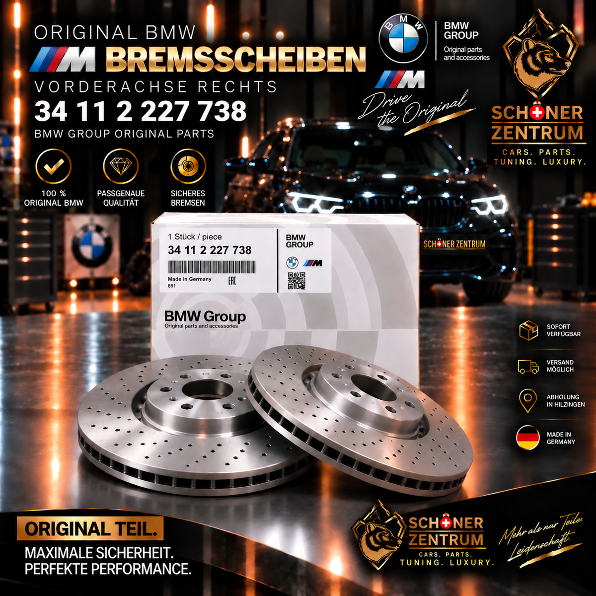 Original BMW M Bremsscheibe 34112227738 Vorderachse rechts