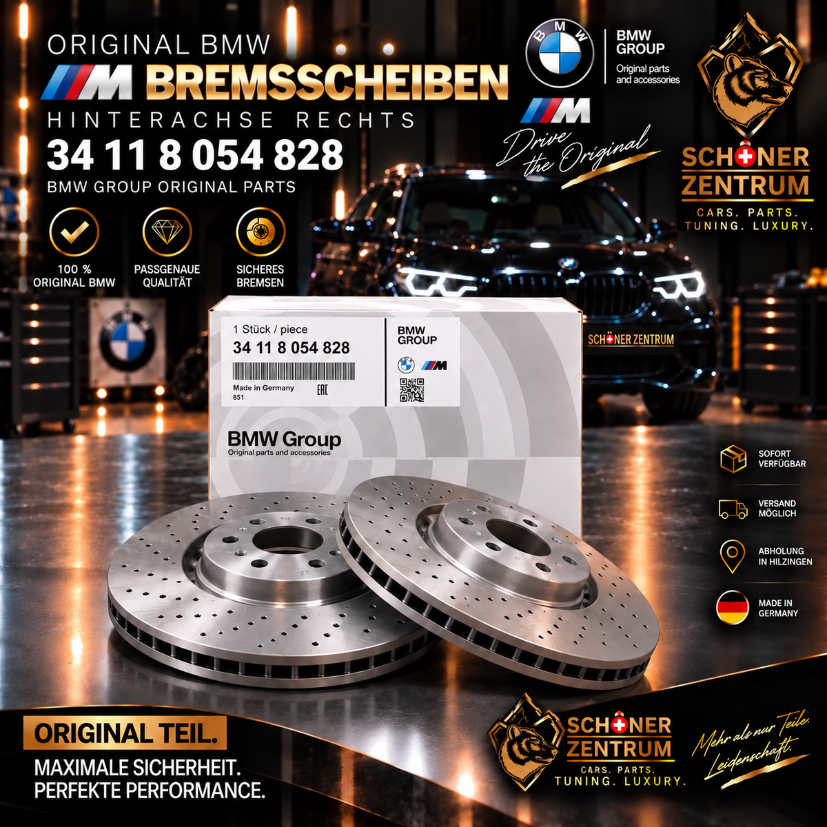 Original BMW M Bremsscheibe Hinterachse rechts 34 11 8 054 828
