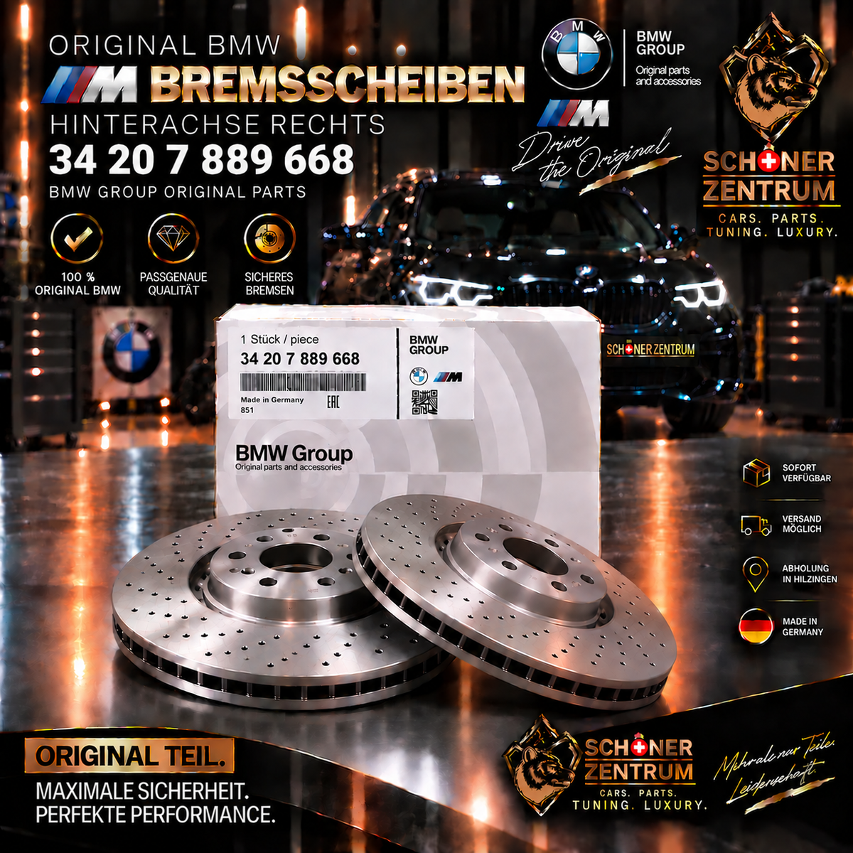 Original BMW M Bremsscheibe 34207889668 Hinterachse rechts