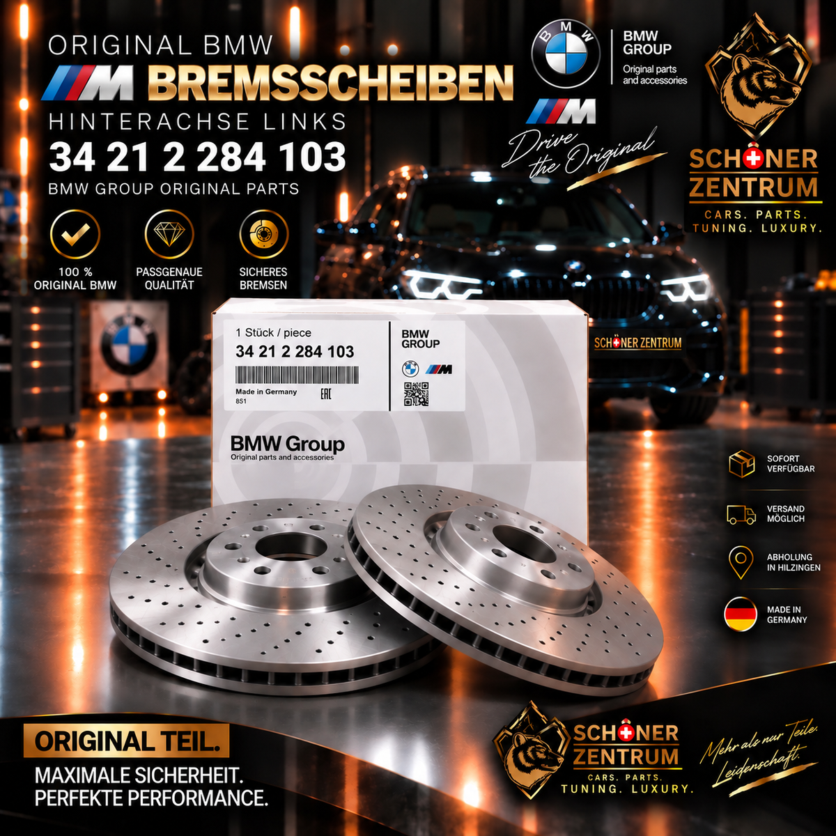 Original BMW M Bremsscheibe 34212284103 Hinterachse links