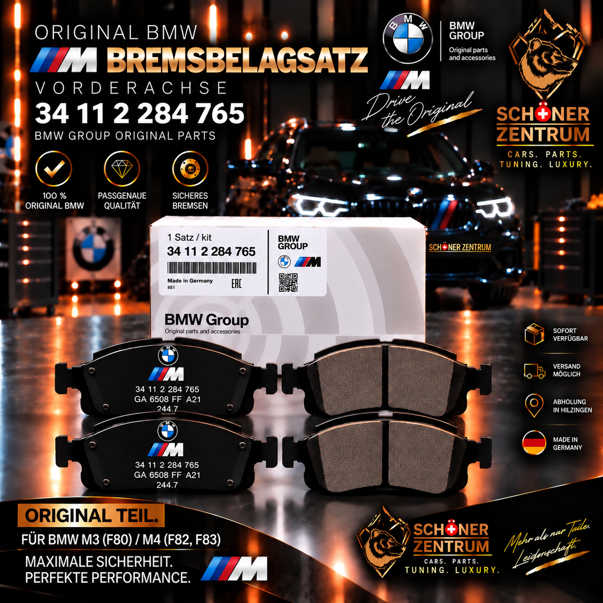 Original BMW M Sport Bremsbelagsatz 34112284765 Vorderachse