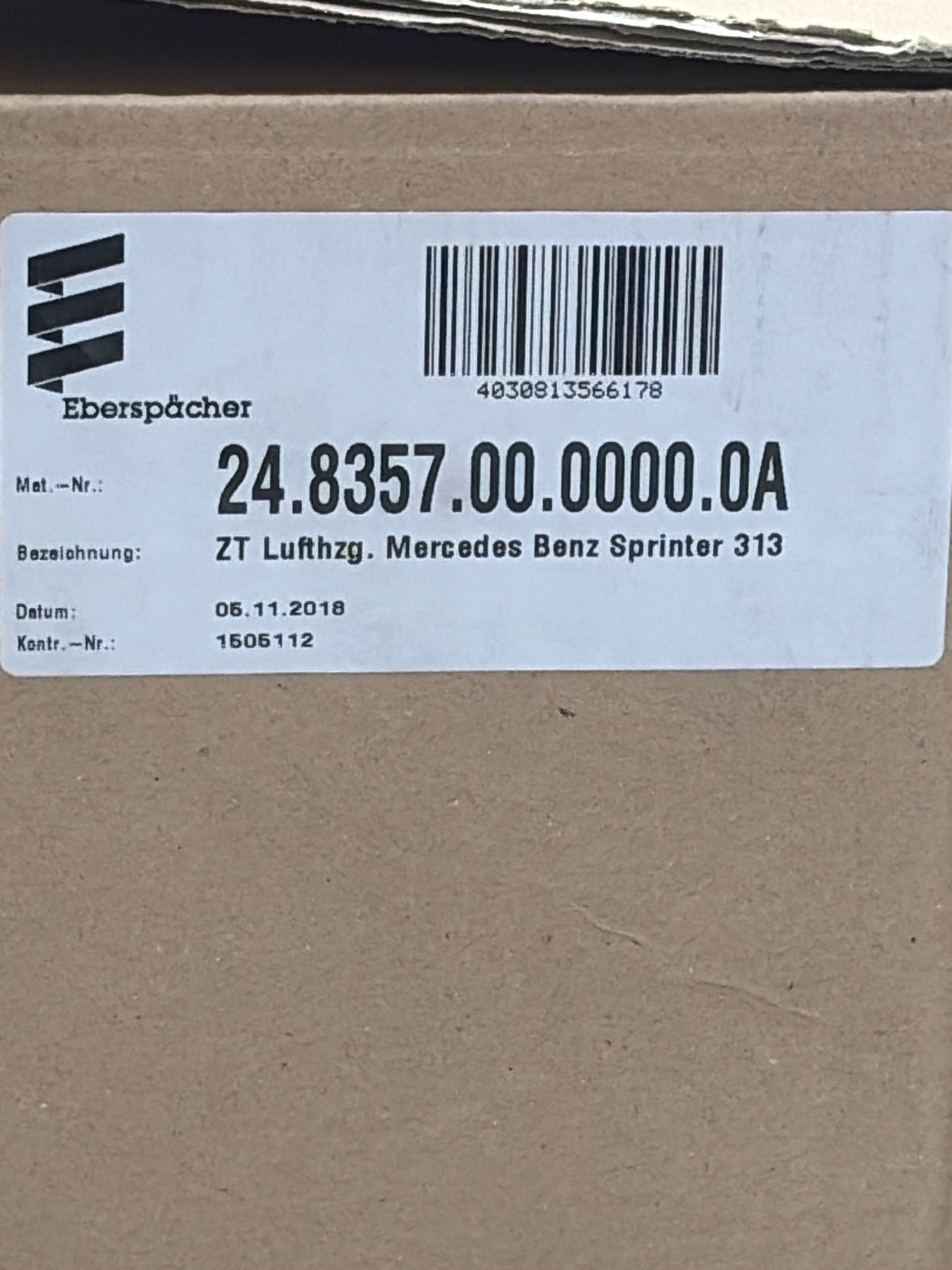 Eberspächer ZT Lufthzg. Mercedes Benz Sprinter 313 24.8357.00.0000.0A