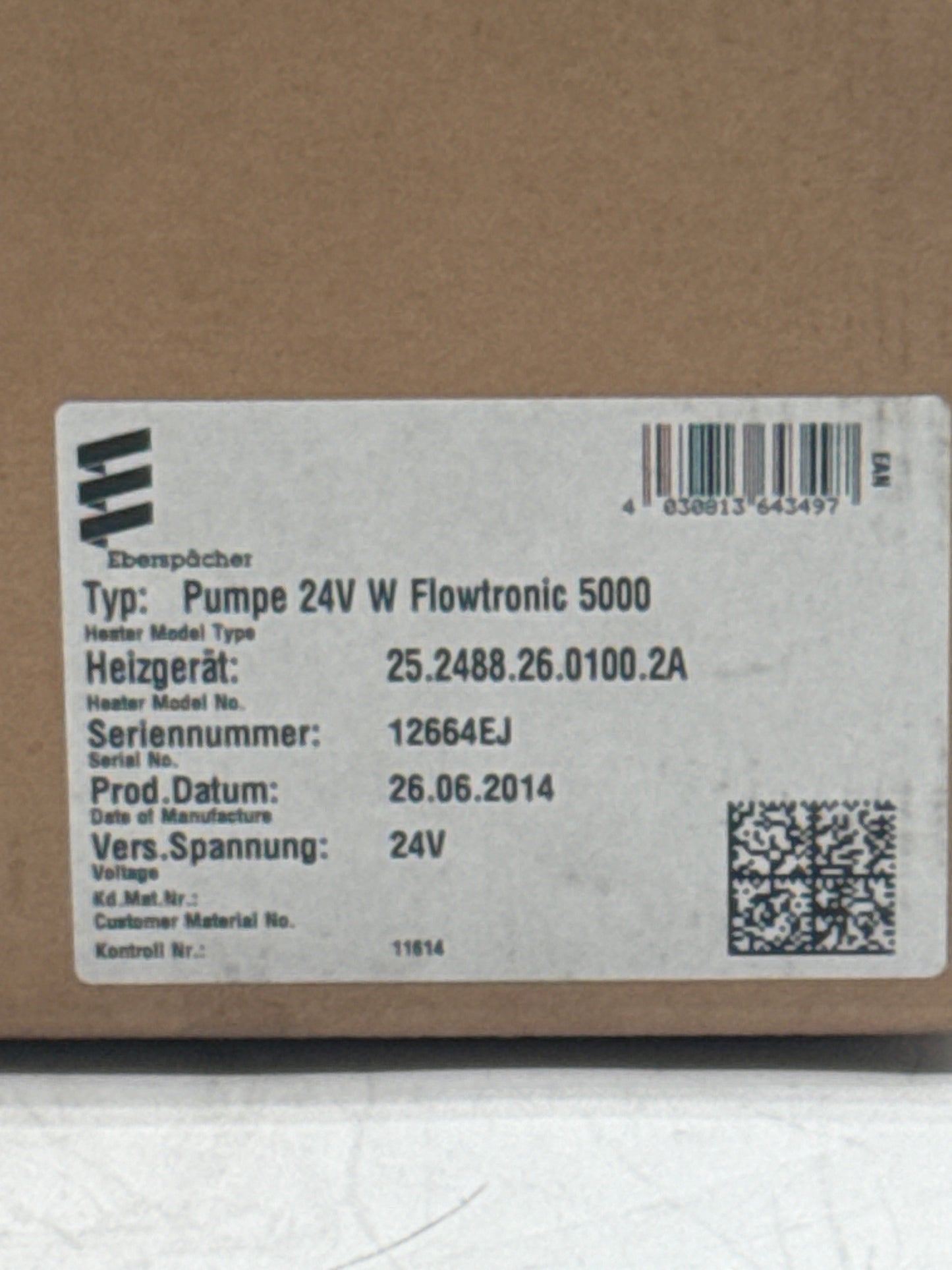 Eberspächer Pumpe 24V W Flowtronic 5000 25.2488.26.0100.2A