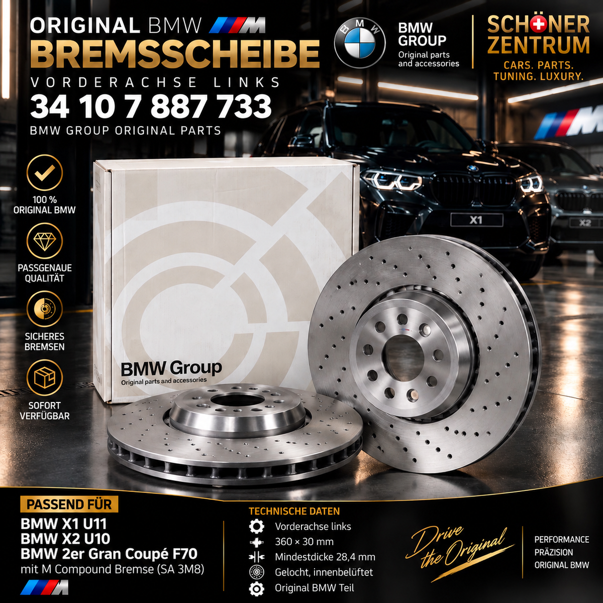 Original BMW Bremsscheibe Vorderachse links 360x30 – 34 10 7 887 733