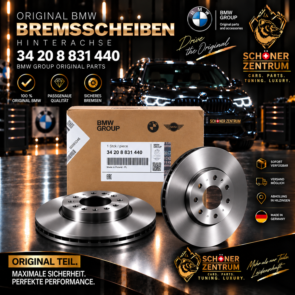 Original BMW Bremsscheibe Hinterachse 330x20 – 34 20 8 831 440