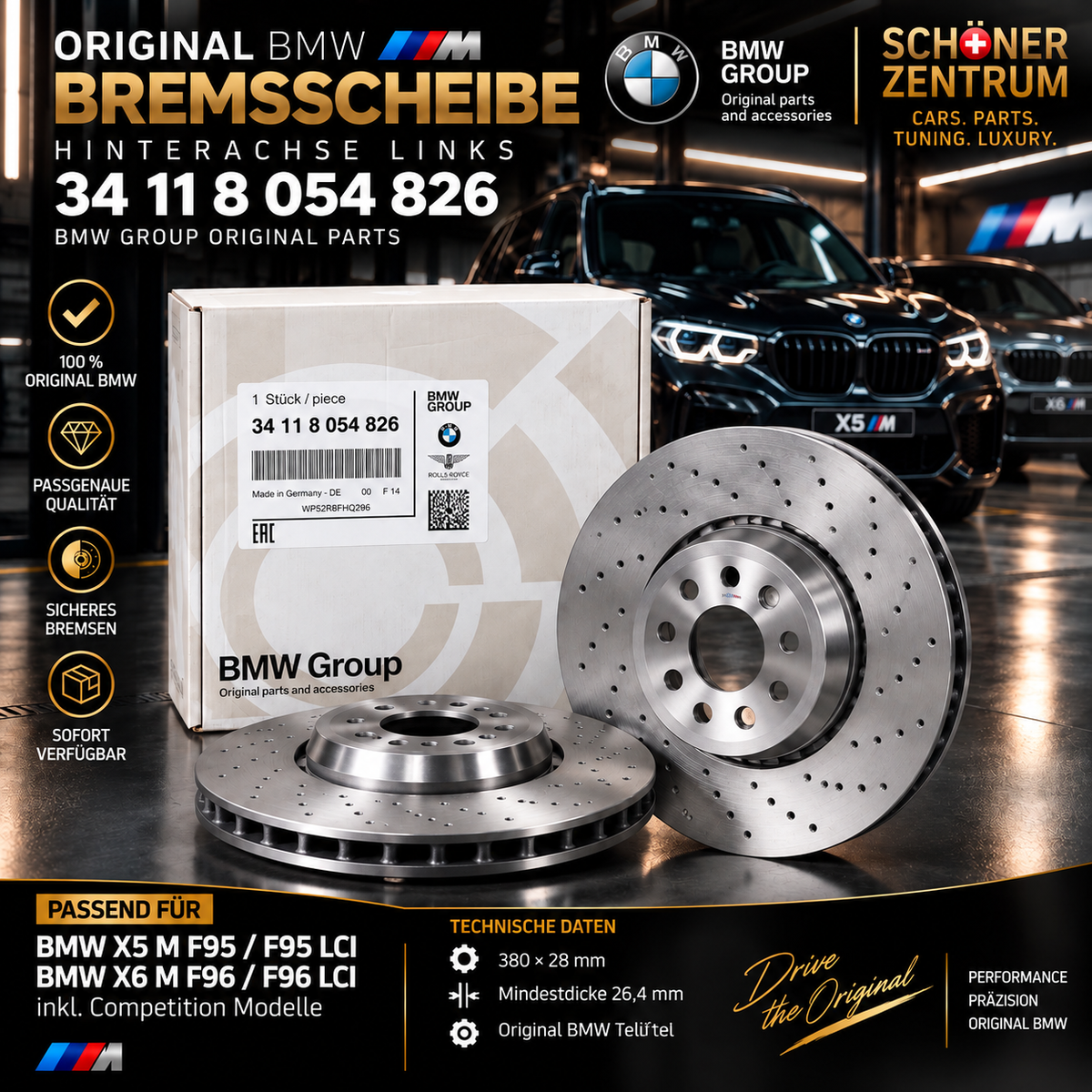 Original BMW M Bremsscheibe Vorderachse rechts 395x36 – 34 11 8 054 826