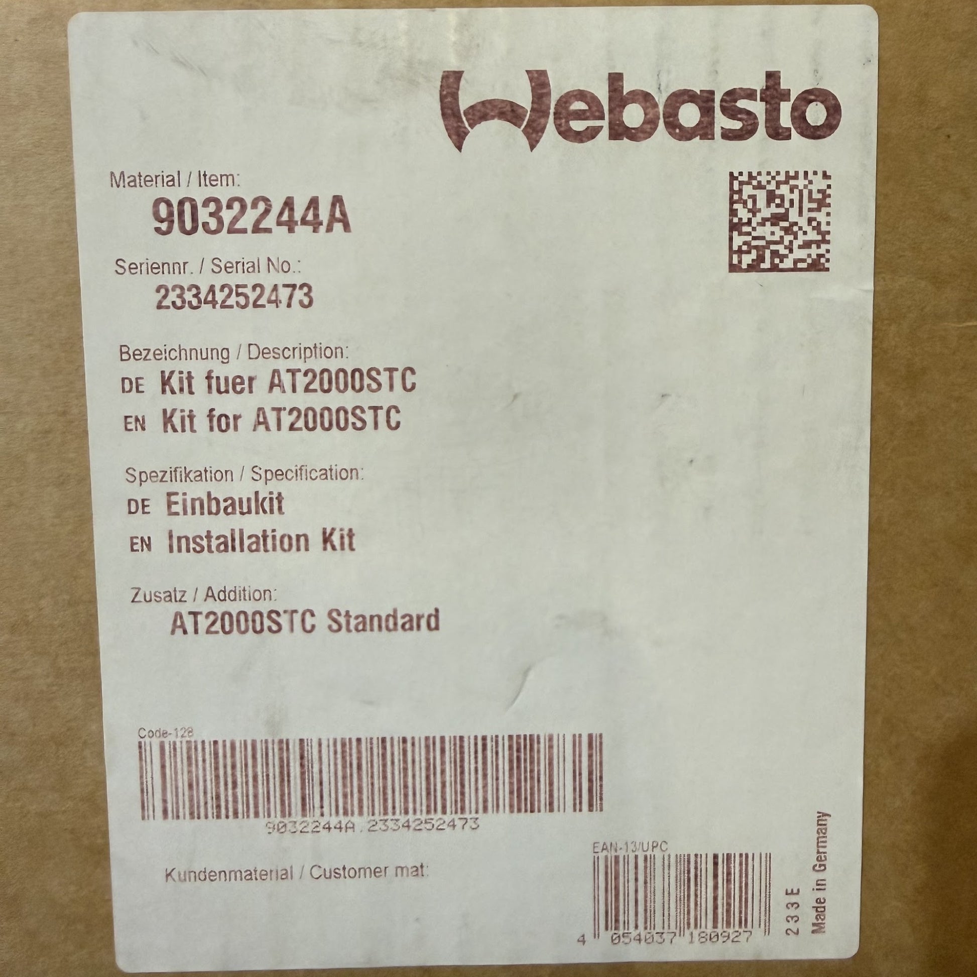 WEBASTO Einbaukit Air Top 2000 STC Standard