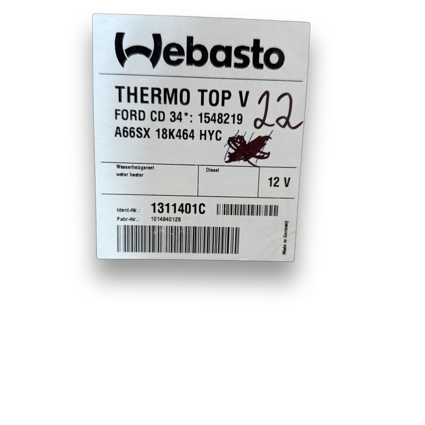 WEBASTO Wasserheizgerät Thermo Top V Diesel