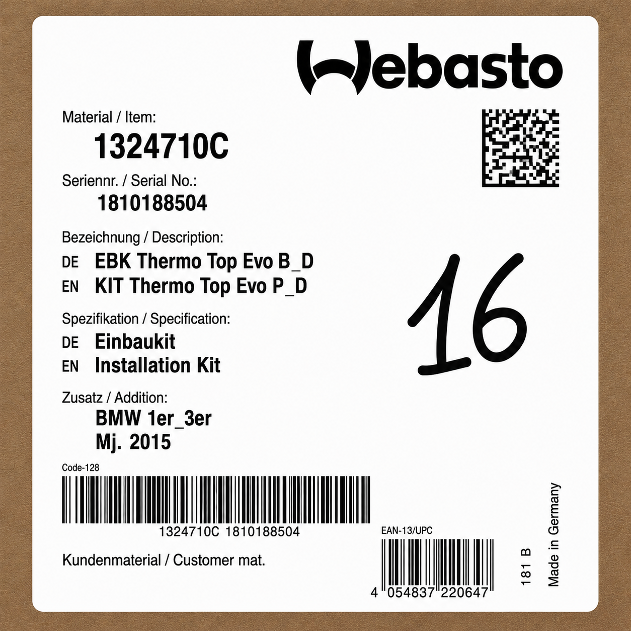 WEBASTO Einbaukit