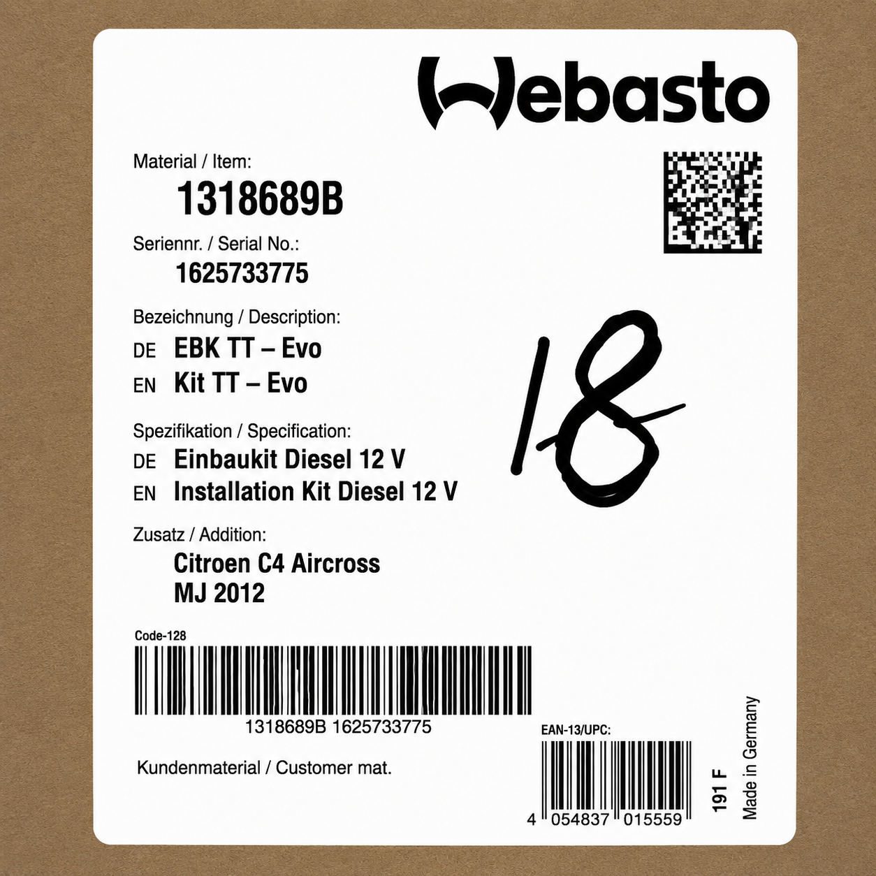 WEBASTO Einbaukit