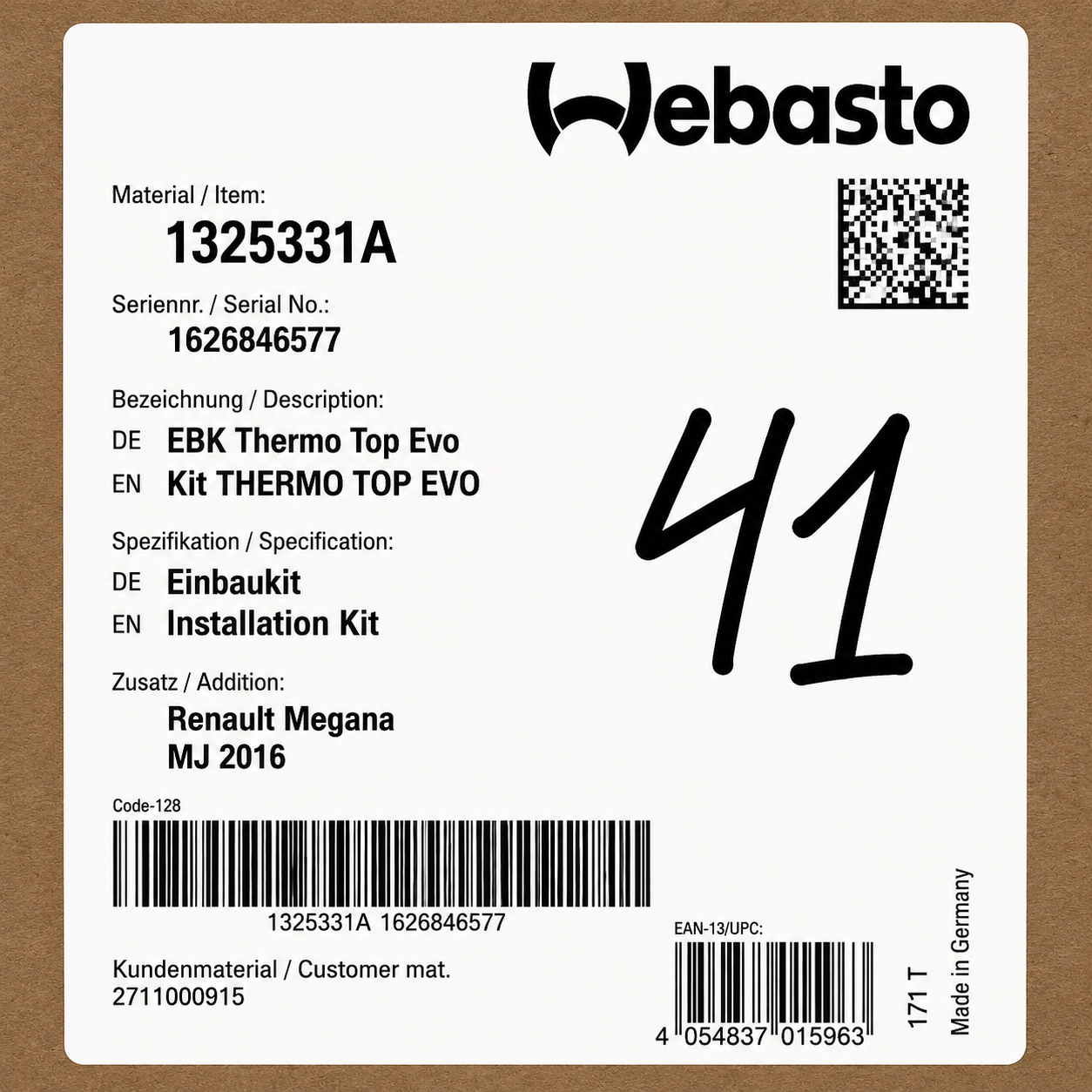 WEBASTO Einbaukit