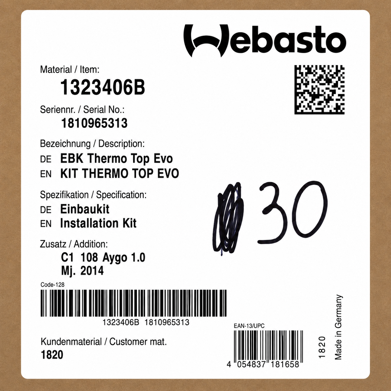 WEBASTO Einbaukit EBK C1_108