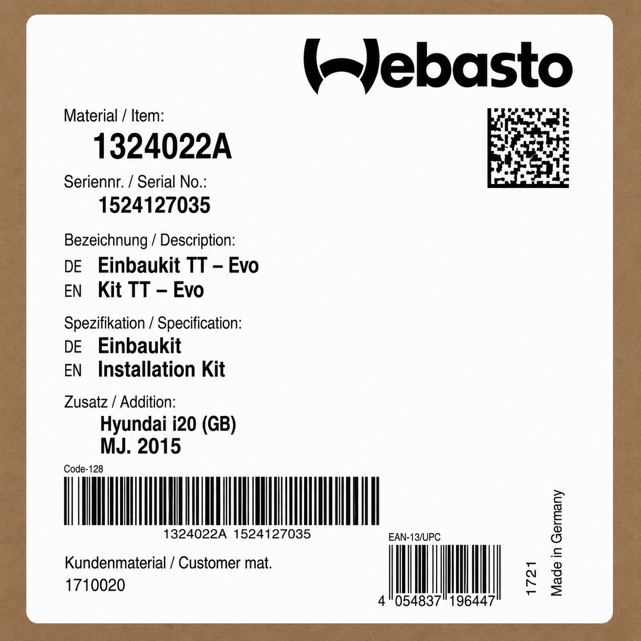 WEBASTO Einbaukit