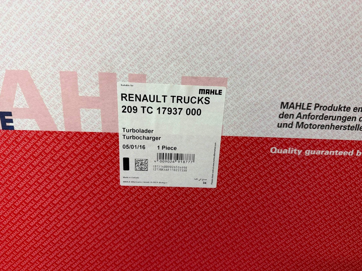 Mahle Renault Trucks Turbolader 209TC17937000
