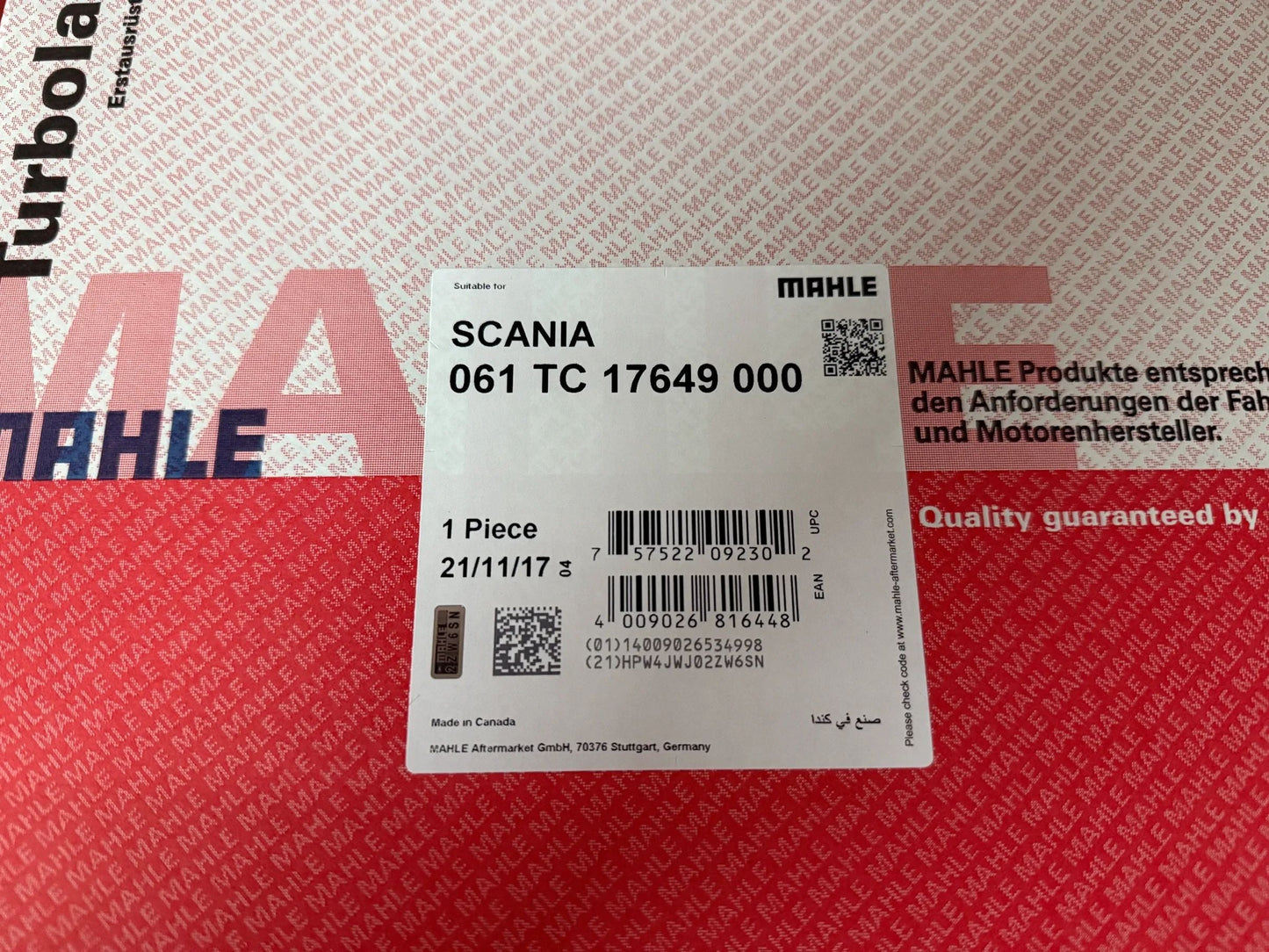 Mahle Scania Turbolader 061TC17649000