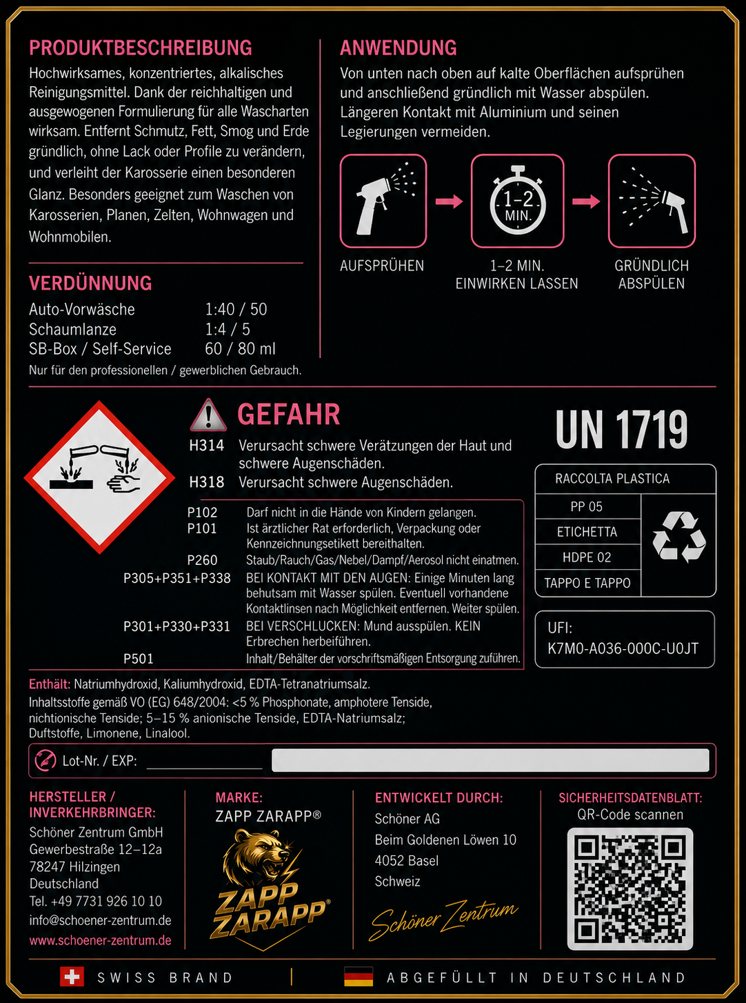 ZZ Prewash Pro – Alkalischer Vorreiniger 2 L (Prototype)