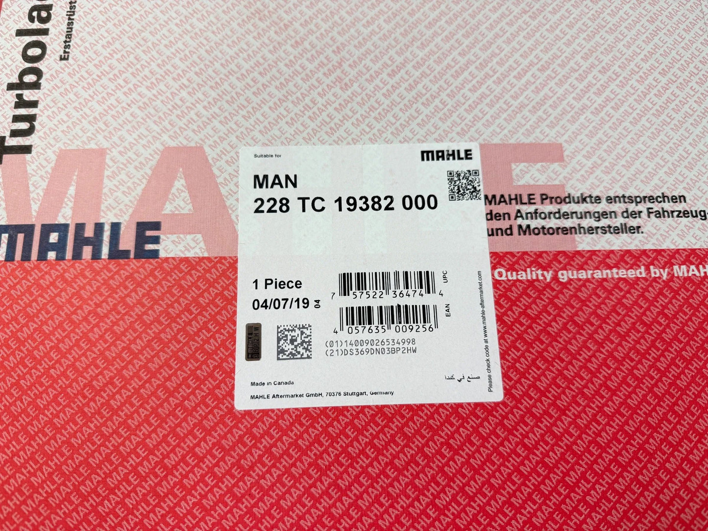 Mahle MAN Turbolader 228TC19382000