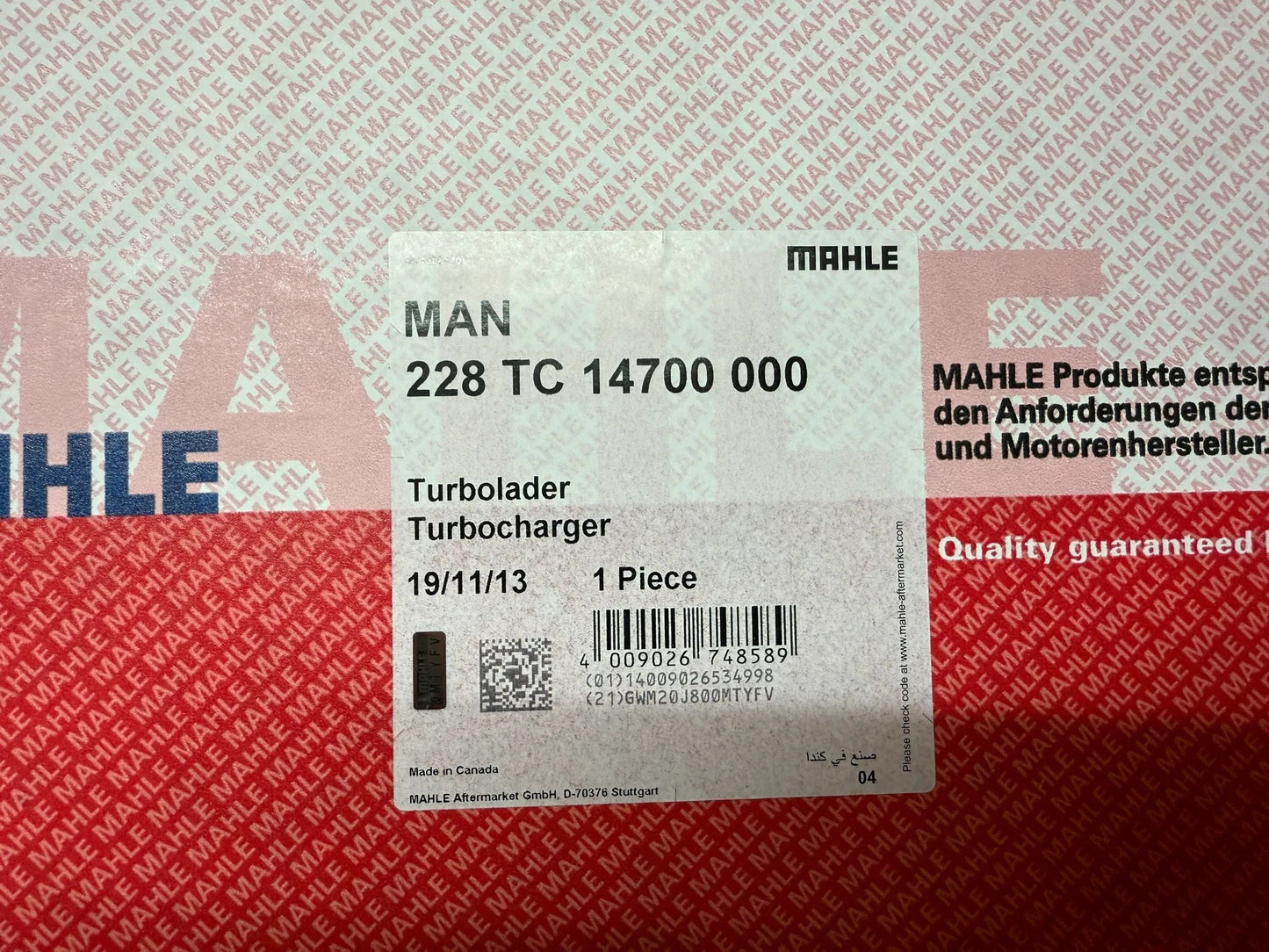 Mahle MAN Turbolader 228TC14700000