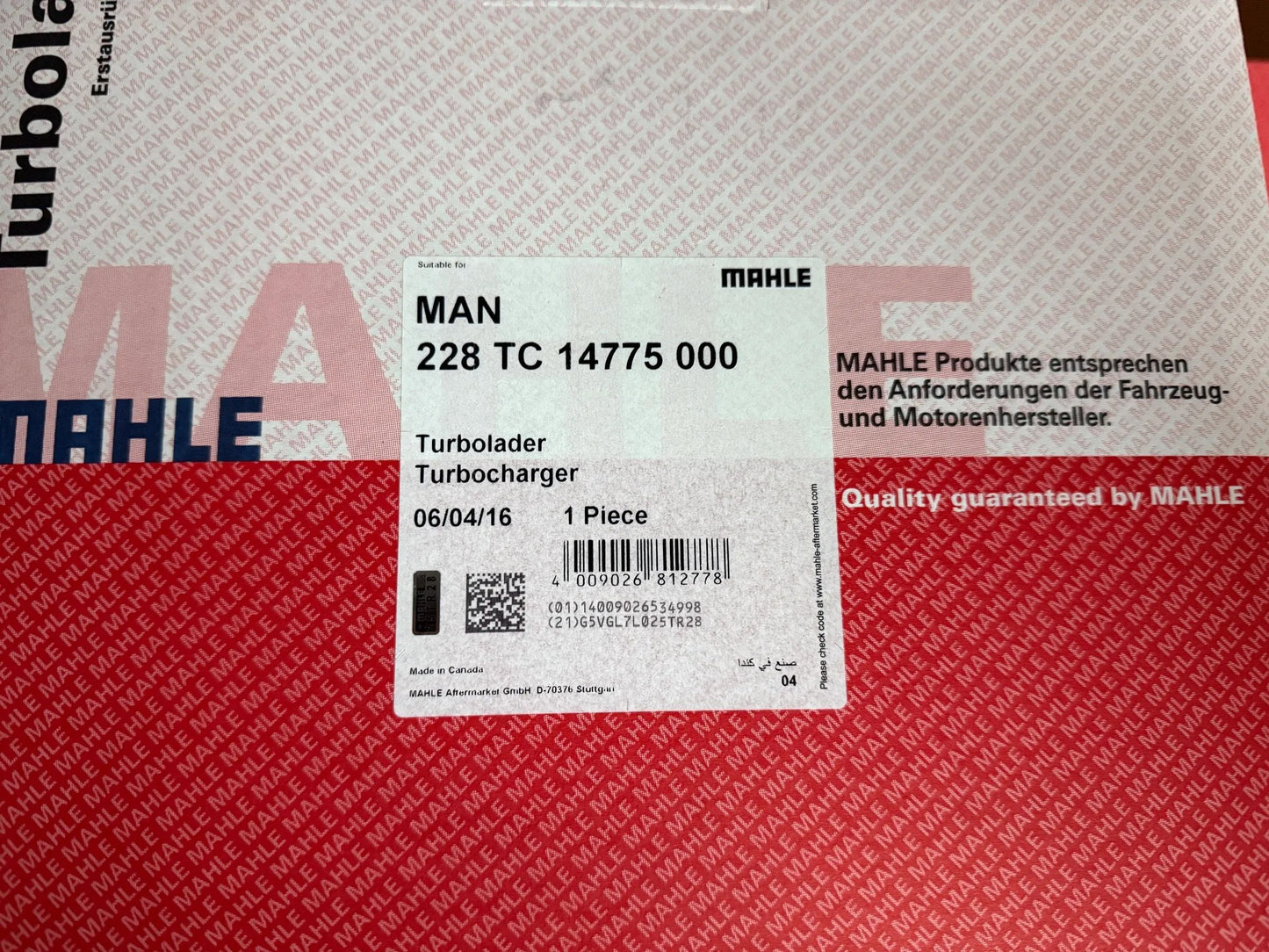 Mahle MAN Turbolader 228TC14775000