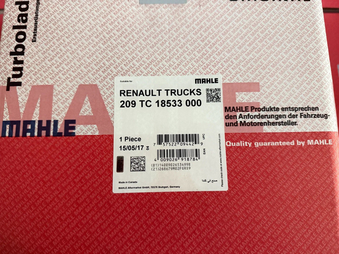 Mahle Renault Trucks Turbolader 209TC18533000