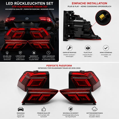 VW Tiguan IQ.LIGHT LED Rückleuchten Komplettsatz 4-teilig – Varroc OEM Neuware