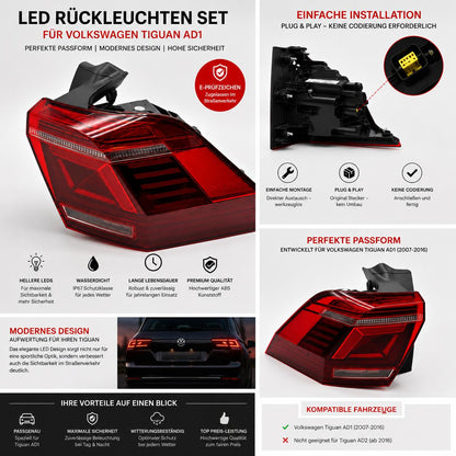 VW Tiguan IQ.LIGHT LED Rückleuchte Außen Rechts – Varroc OEM | 5NA945208 M01S