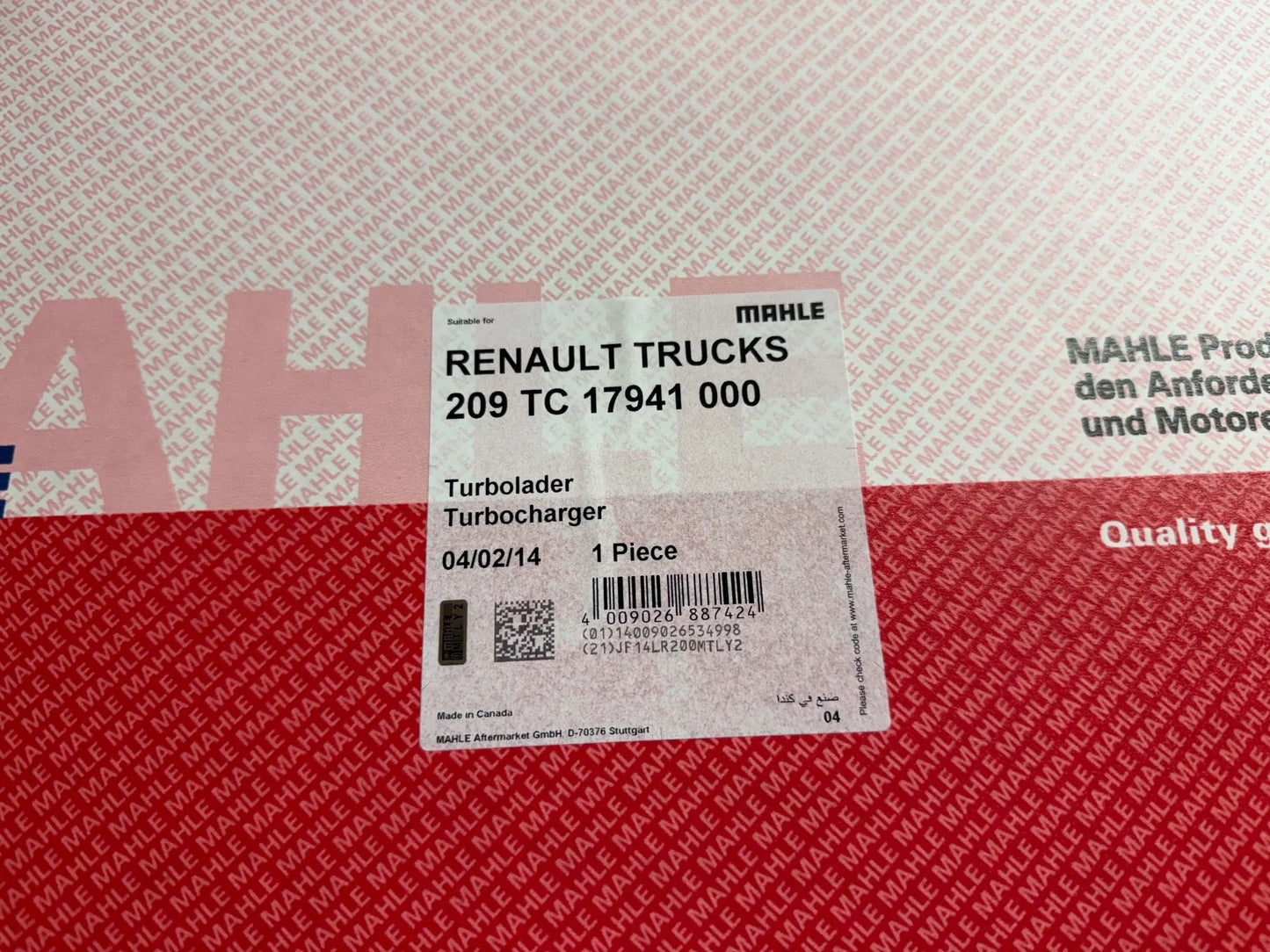 Mahle Renault Trucks Turbolader 209TC17941000