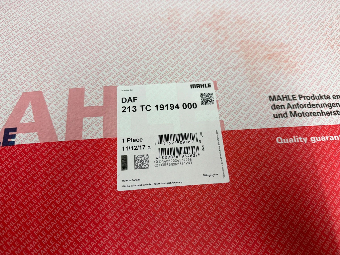 Mahle DAF Turbolader 213TC19194000
