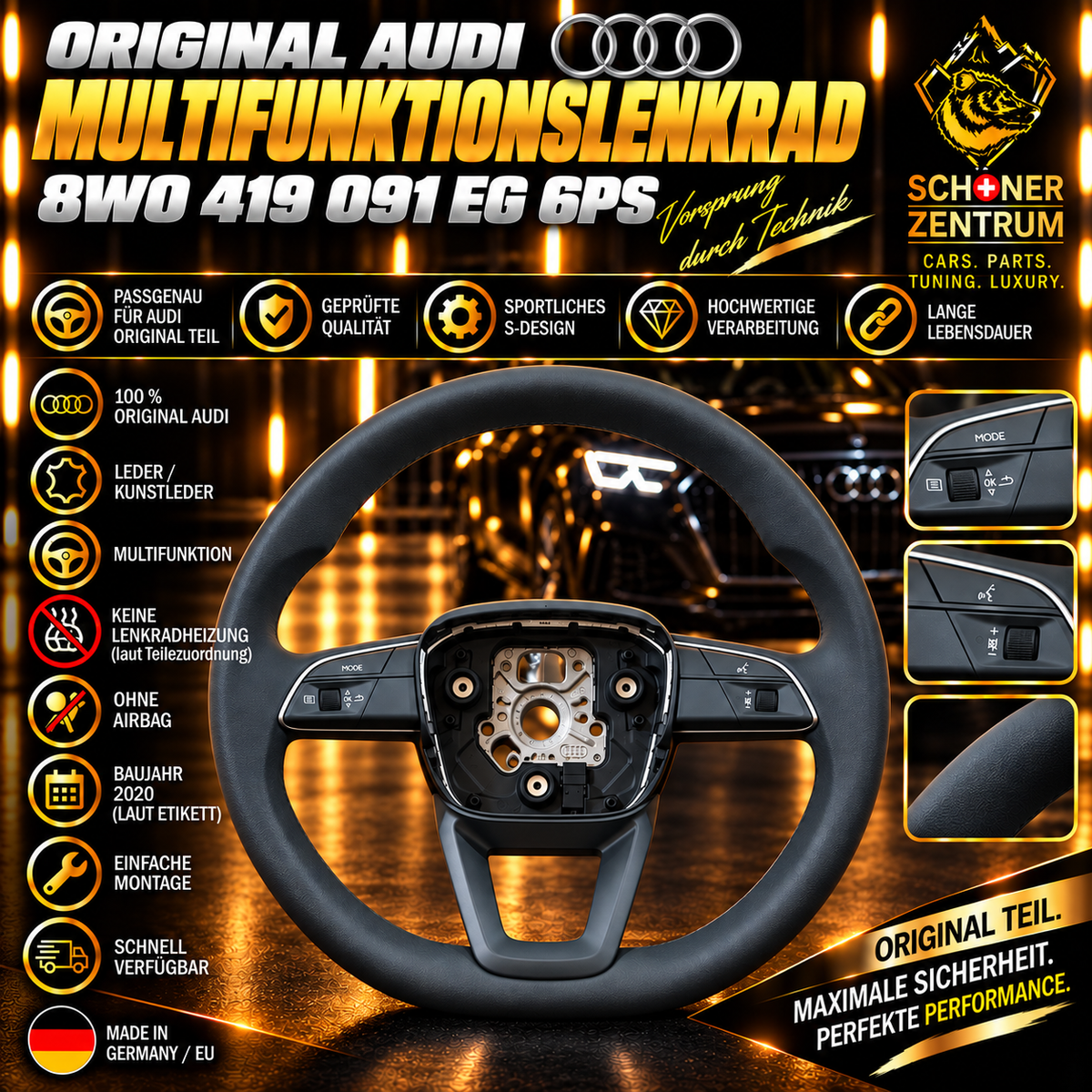 Schöner Zentrum Produktwerbung Audi Multifunktionslenkrad 8W0 419 091 EG 6PS