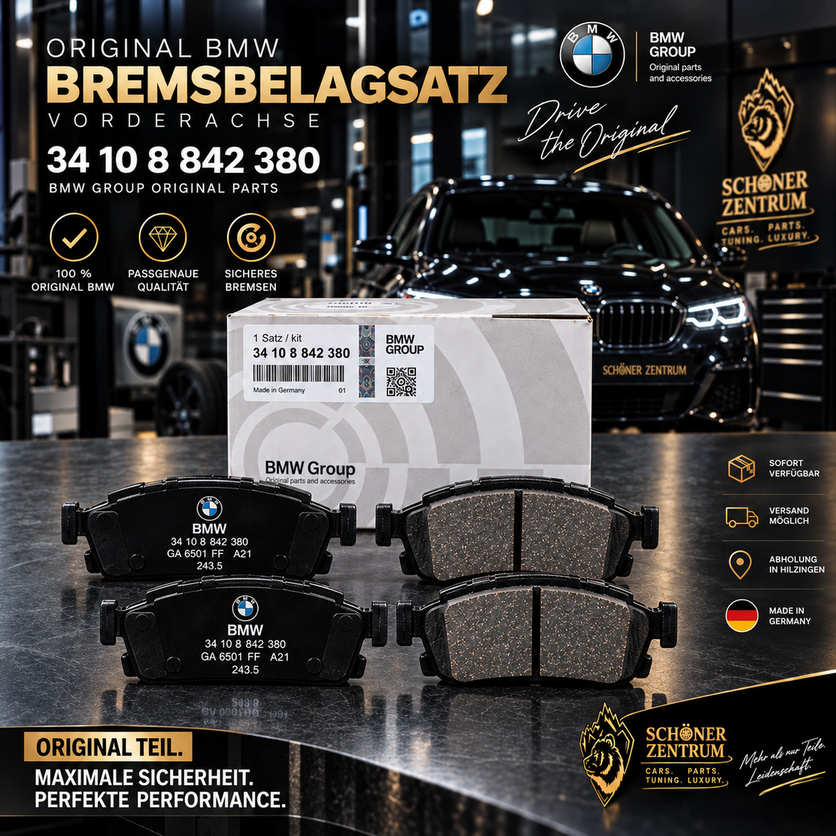 BMW Original Bremsbelagsatz Vorderachse 34 10 8 842 380 – Schöner Zentrum
