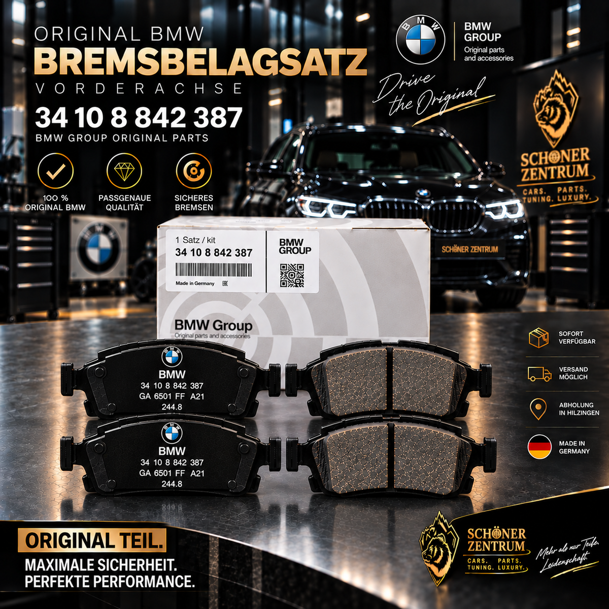 BMW Original Bremsbelagsatz Vorderachse 34 10 8 842 387 – Schöner Zentrum