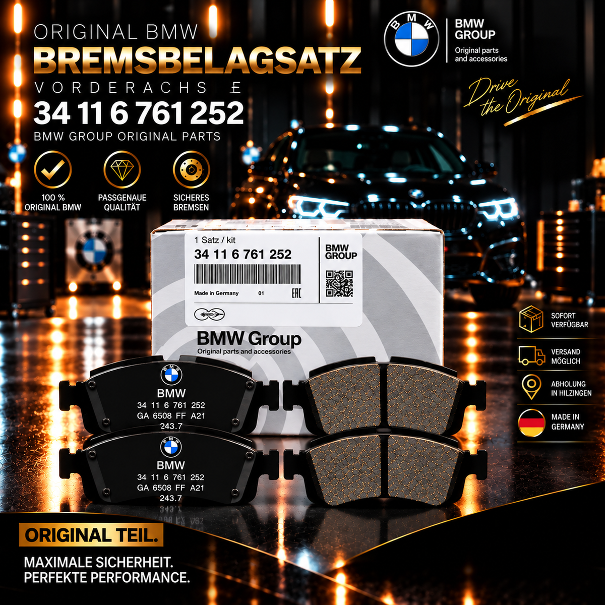 BMW Original Bremsbelagsatz 34 11 6 761 252