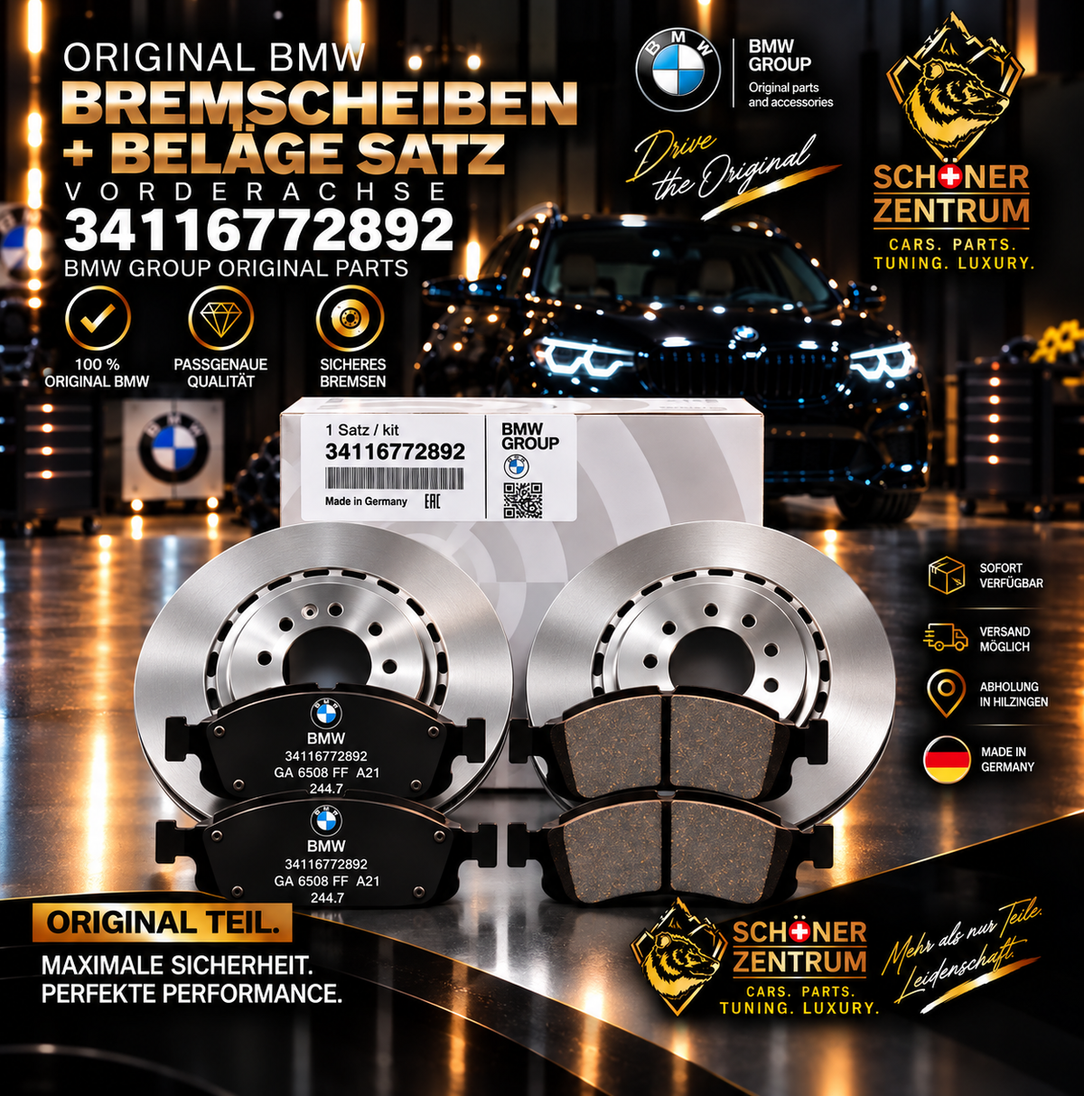 BMW Original Bremsscheiben und Bremsbeläge Vorderachse 34116772892 – Schöner Zentrum